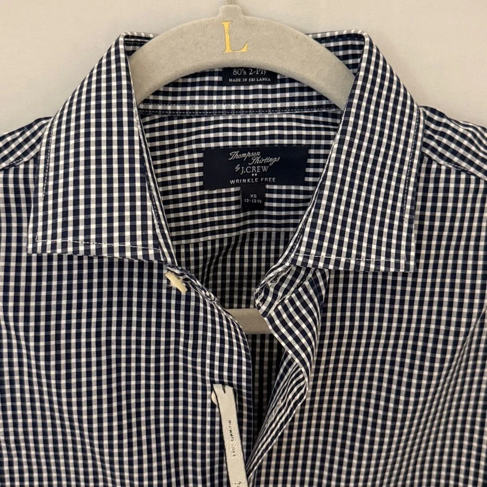 J. Crew Thompson Shirtings 80s 2-Ply  Blue check dress shirt XS 13-13.5